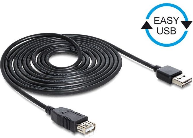 Kabel USB Delock USB-A - USB-A 3 m Czarny (83372)