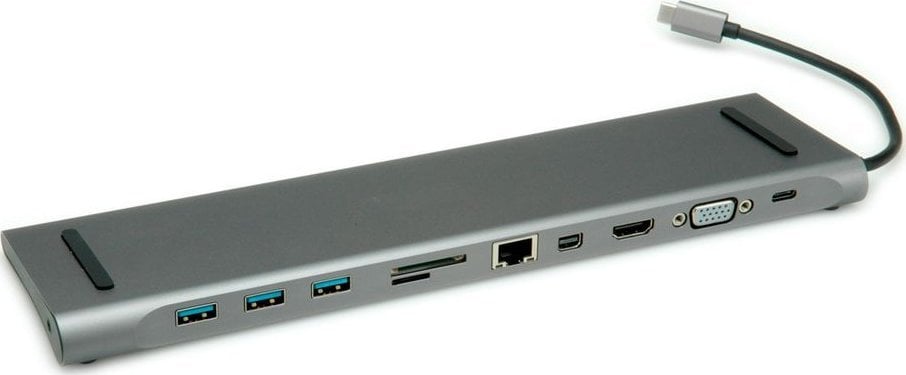 Stacja dokująca Roline Wieloportowa stacja dokująca ROLINE USB 3.2 Gen 2 typu C, 4K HDMI/Mini DP, VGA, USB, Kaartlezer, PD, LAN, Audio