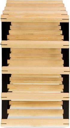 Wamar-Sosenka Regał na wino Stojak na 16 Butelek Szklanych/ PET RW-8/ 4x4 Surowy Naturalny Metal + Drewno RW-8-4x4-16