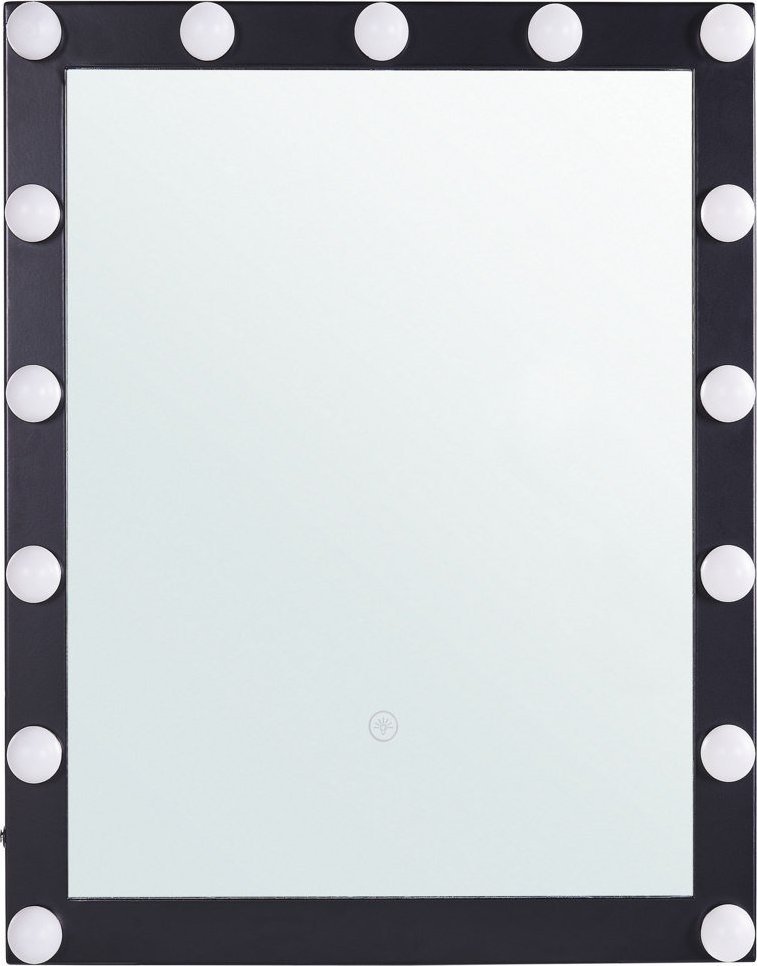 Beliani Lumarko Metalowe lustro ścienne LED 50 x 60 cm czarne ODENAS!