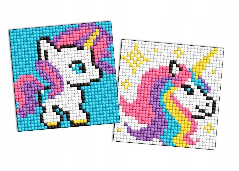 Diamentowa mozaika na naklejce IDEYKA, 9x9 cm, kids, jednorożec, 2 szt.