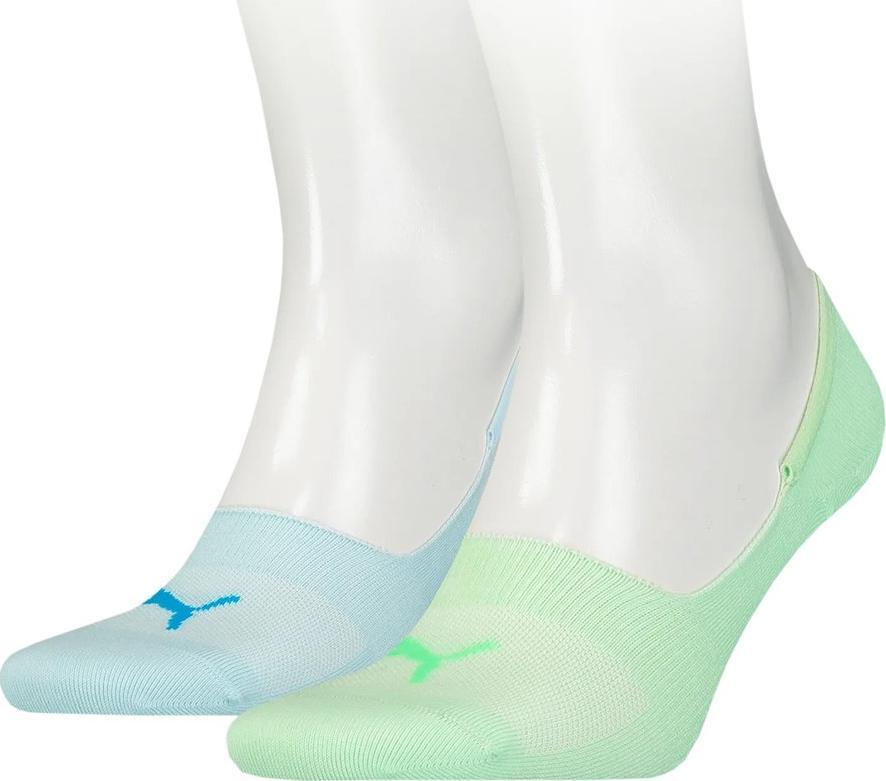 Puma Skarpety Puma Footie 2P Unisex zielone, niebieskie 906245 52 : Rozmiar - 39-42