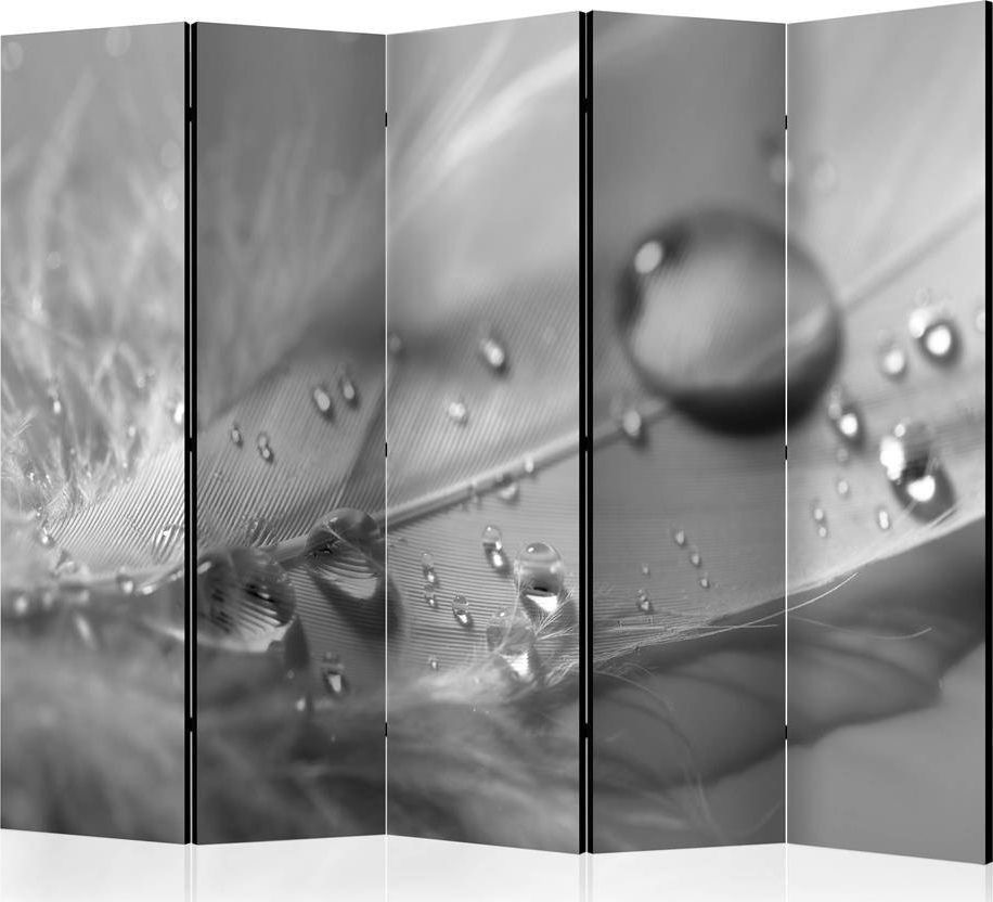 Artgeist Parawan 5-częściowy - Szare piórko II [Room Dividers] uniwersalny