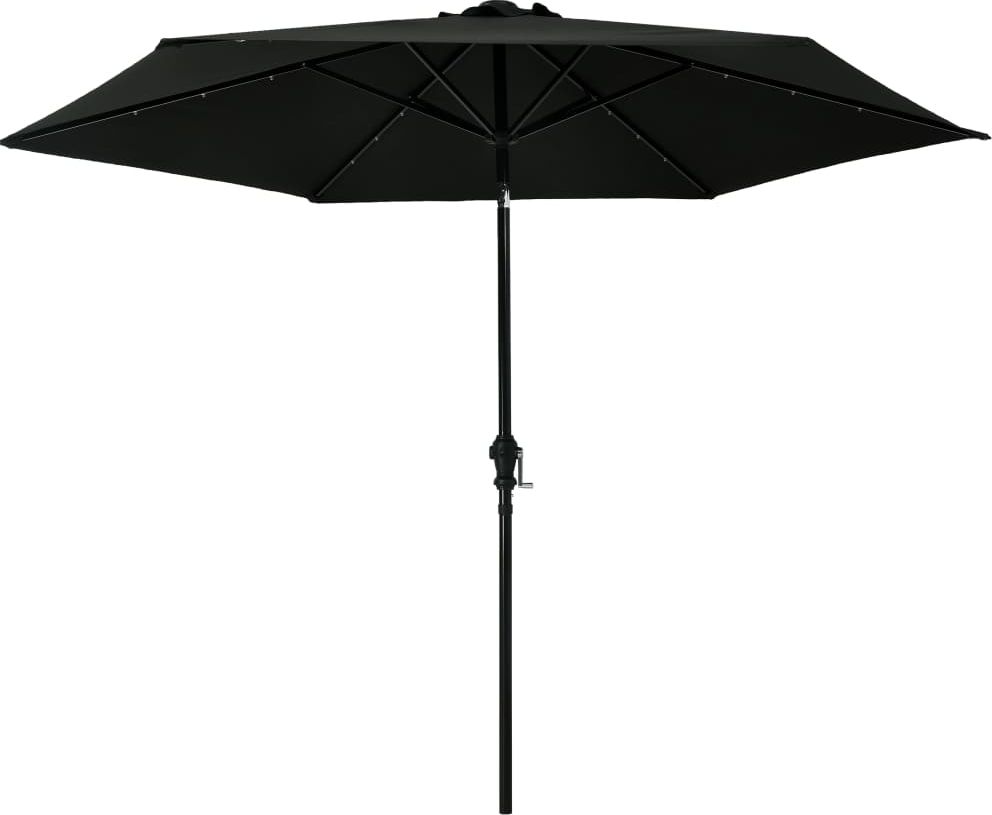 vidaXL Parasol ogrodowy z LED i stalowym słupkiem, 300 cm, czarny