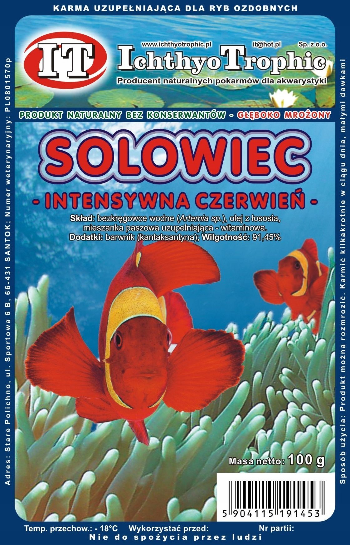 MROŻONKA SOLOWIEC/ARTEMIA INTENSYWNA CZERWIEŃ 100G