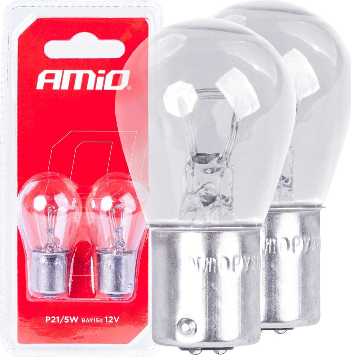 AMiO Żarówki halogenowe p21/5w bay15d 12v 2szt. blister amio-03353