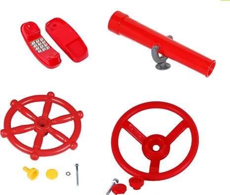 Just Fun ZESTAW 4w1 ster, kierownica, teleskop, telefon CZERWONY