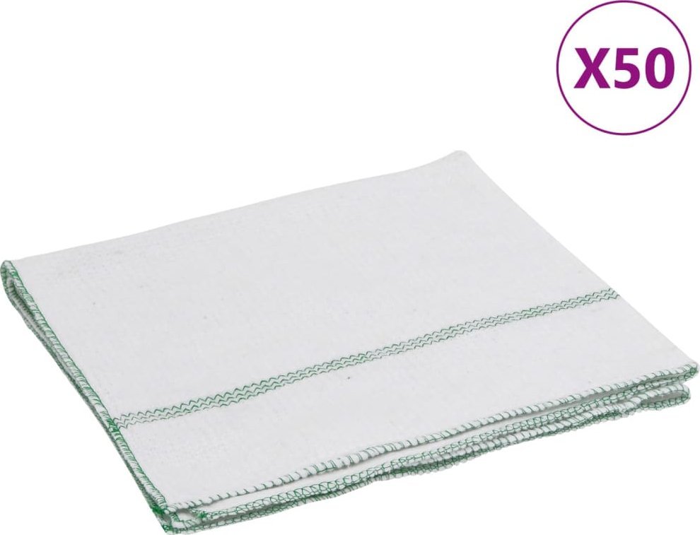 vidaXL vidaXL Ściereczki do podłogi, 50 szt., białe w zielone paski, 50x60 cm