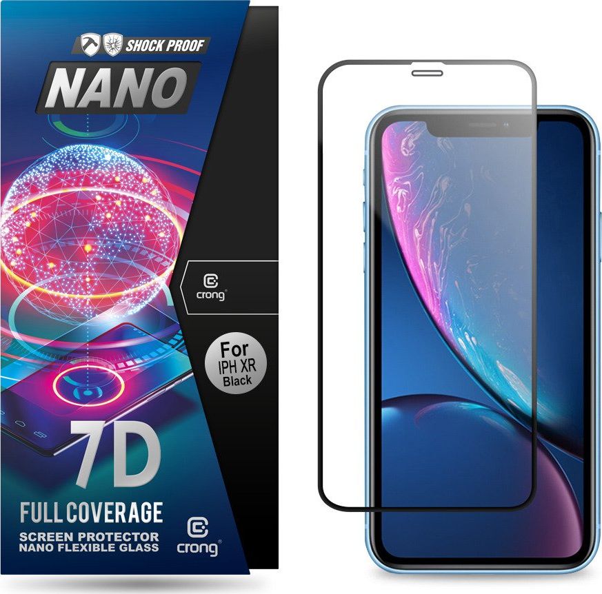 Crong Crong 7D Nano Flexible Glass - Szkło hybrydowe 9H na cały ekran iPhone 11 / iPhone XR uniwersalny