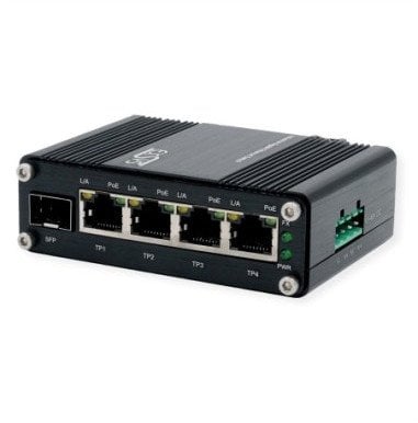 EXSYS EX-62020PoE 4-portowy przemysłowy przełącznik Ethernet, PoE 1-portowy 100/1000Fx SFP