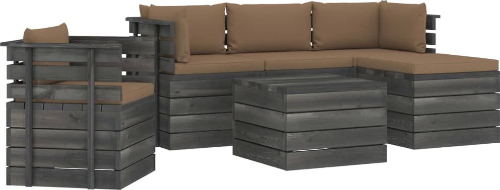 vidaXL 6-cz. zestaw wypoczynkowy z palet, z poduszkami, lita sosna (3061859)