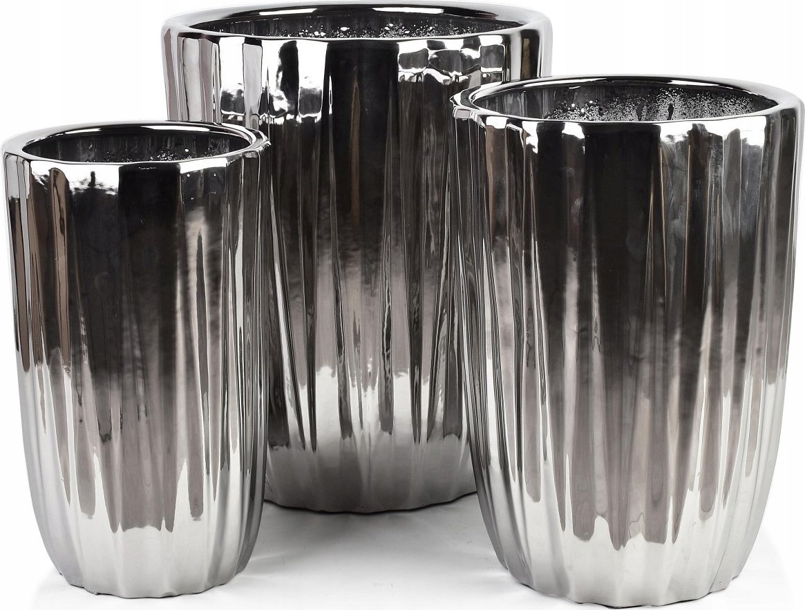 NEVA SILVER KOMPLET 3 DONICZEK 40xh49cm/31,5xh45cm/25xh41,5cm