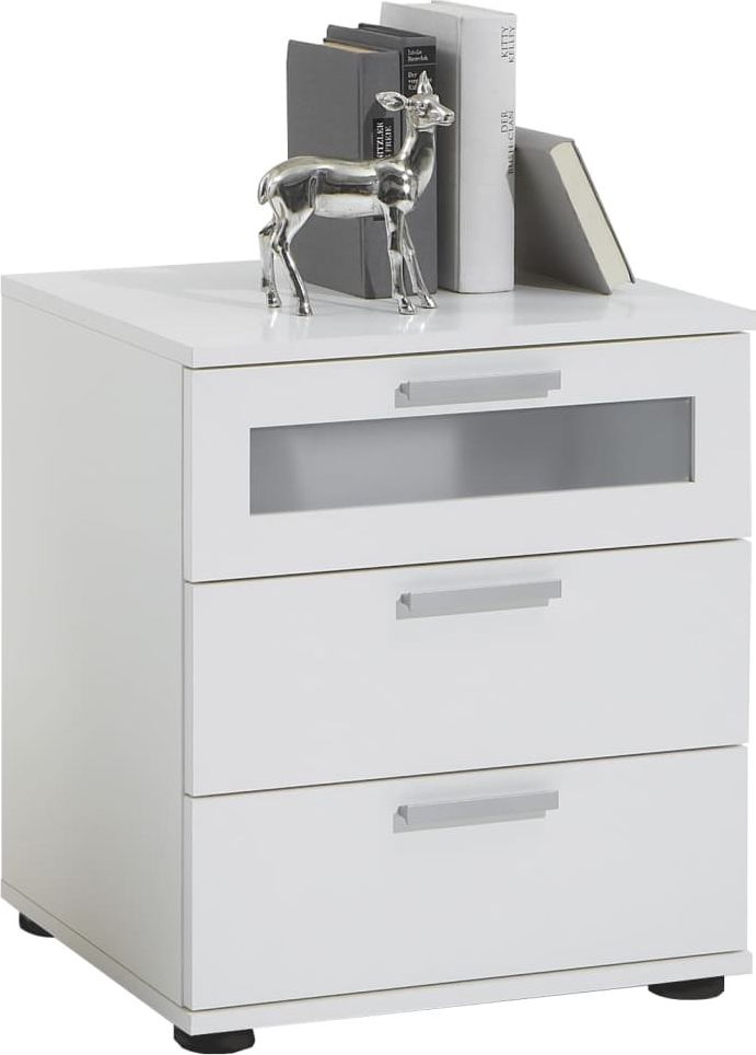 FMD FMD Stolik nocny z 3 szufladami, biały