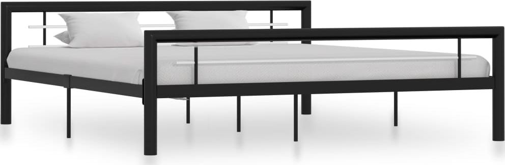 vidaXL Rama łóżka, czarno-biała, metalowa, 180x200 cm