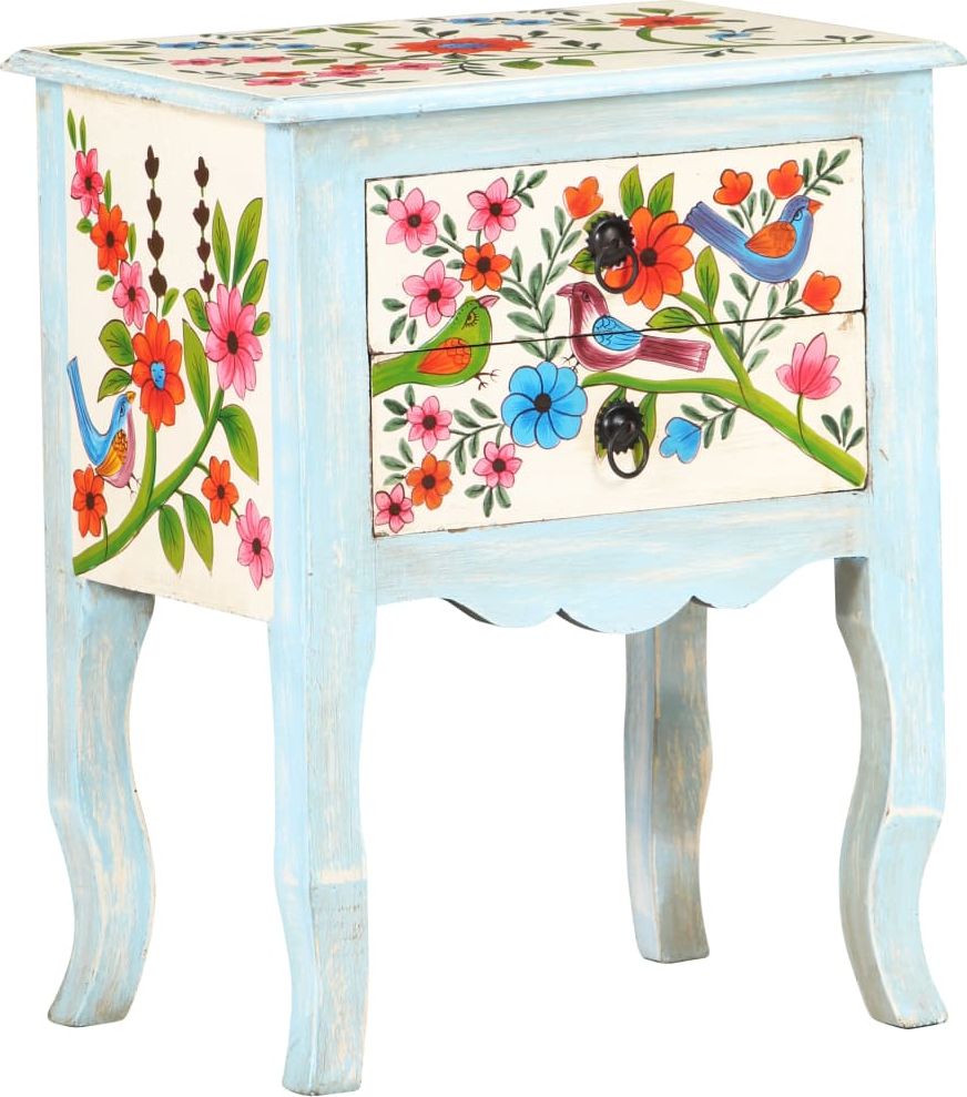 vidaXL Ręcznie malowana szafka nocna, 40x30x50 cm, lite drewno mango