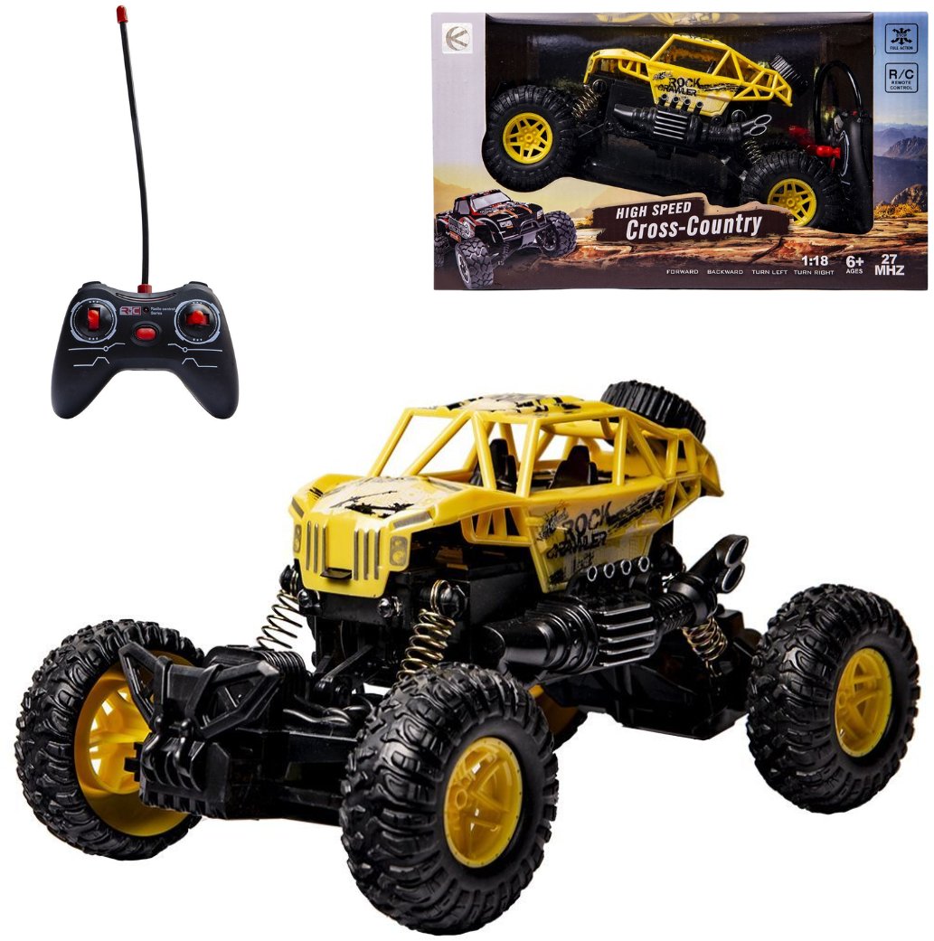 Samochód terenowy Cross-Country zdalnie sterowany, żółty, skala 1:18