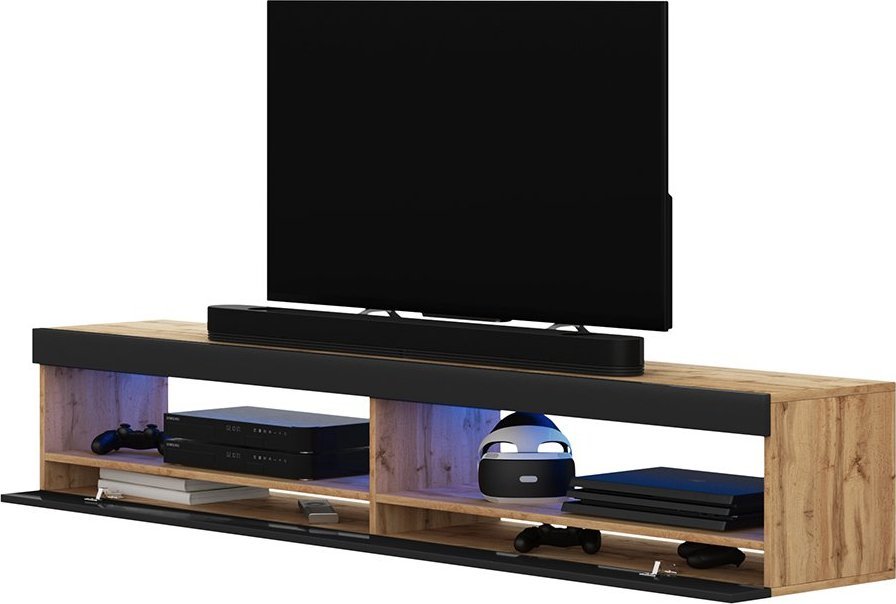 Selsey SELSEY Szafka RTV Viansola 140 cm Dąb lancaster / Czarny połysk