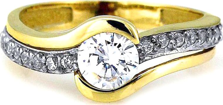 Lovrin ZŁOTY PIERŚCIONEK 585 Z DUŻĄ CYRKONIĄ 21r Z BIAŁYM ZŁOTEM