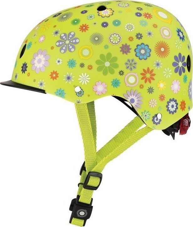 Globber Kask dziecięcy Elite Lights Lime zielony-kwiaty r. XS/S (507-106)