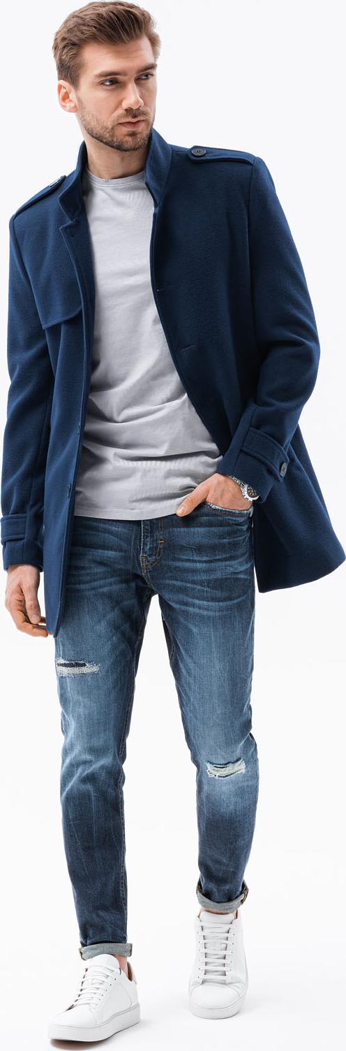 Ombre Płaszcz męski przejściowy C603 - granatowy XL