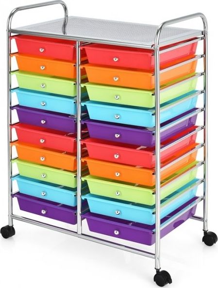 Costway Regał na kółkach z 20 szufladami HW56501MT