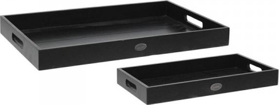 Dekoracja domu Tace drewniane czarne zestaw 2 szt