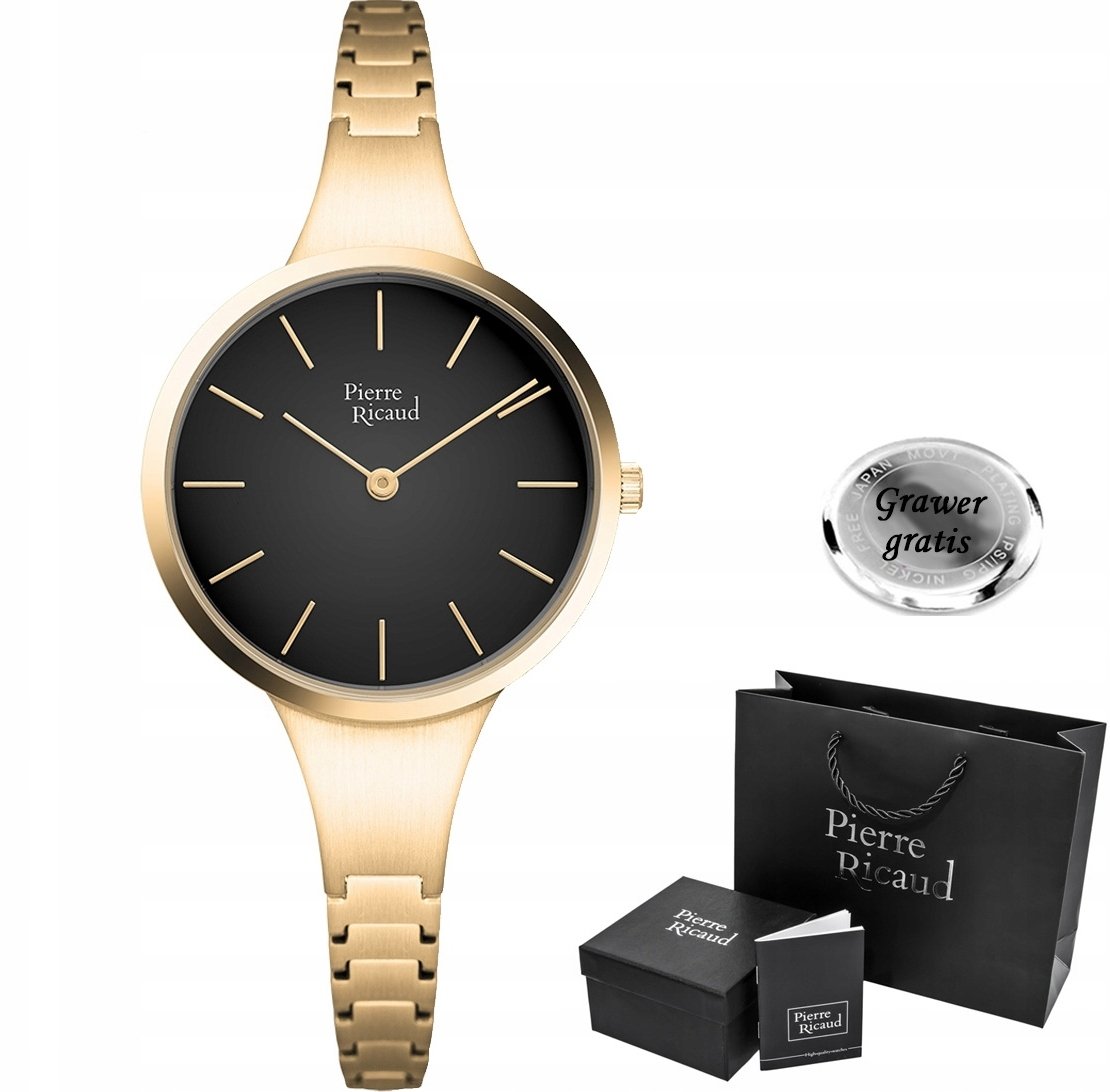 Zegarek Pierre Ricaud Zegarek damski ONYXA z GRAWEREM