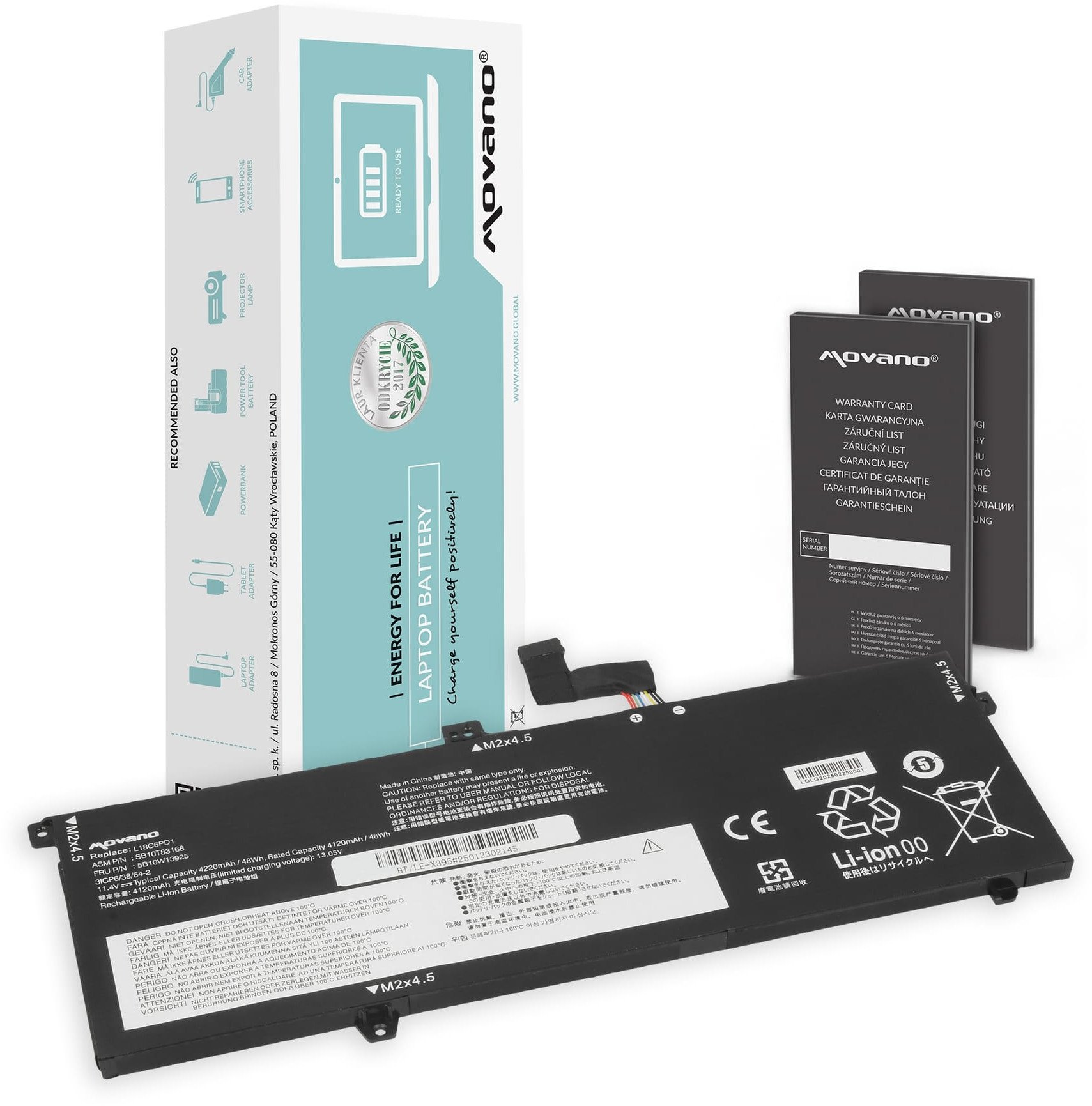 Bateria Movano do Lenovo Thinkpad X13 Gen 1, X390, X395