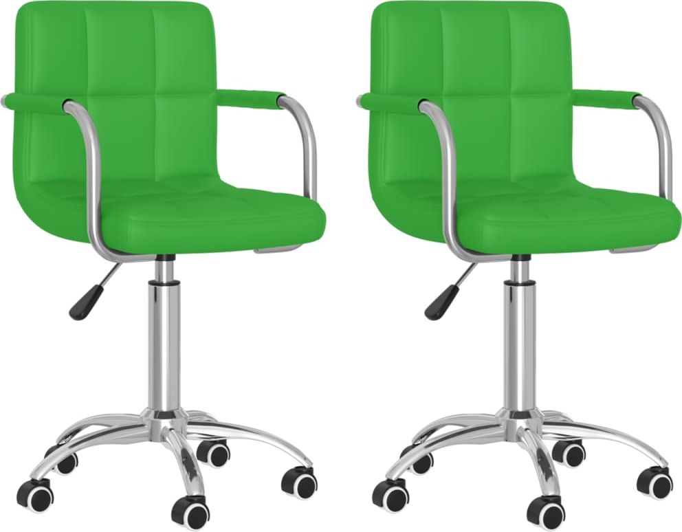 vidaXL Obrotowe krzesła stołowe, 2 szt., zielone, sztuczna skóra