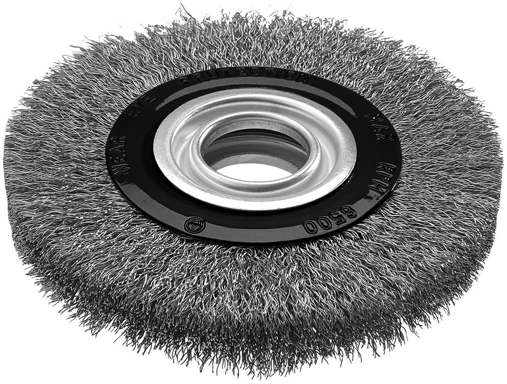 Szczotka druciana tarczowa 125 x 20 mm, drut karbowany, INOX