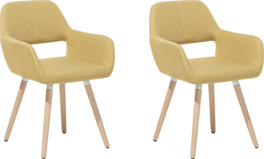 Beliani Zestaw 2 krzeseł do jadalni żółty CHICAGO