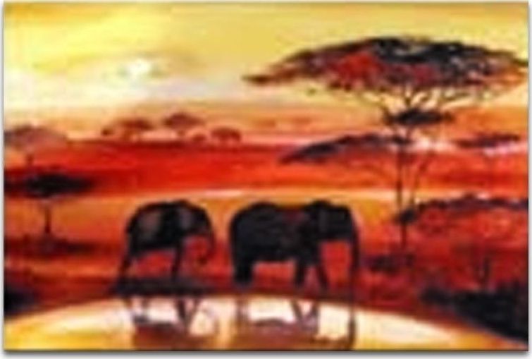 GO-BI Obraz - Afryka - olejny, ręcznie malowany 60x90cm uniwersalny