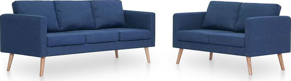 Elior Komplet 2 sof wypoczynkowych Bailey - Niebieski