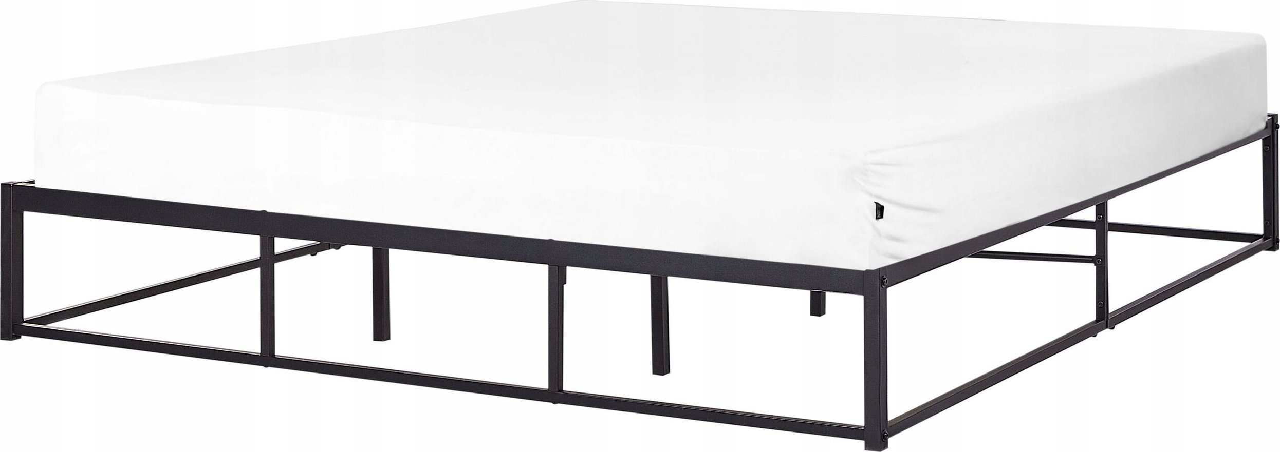 Beliani Łóżko metalowe 180 x 200 cm czarne VIRY