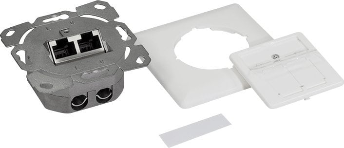 LogiLink NP0127 - Cat.6A Netzwerkdose UP 2x RJ45 geschirmt signalweiß