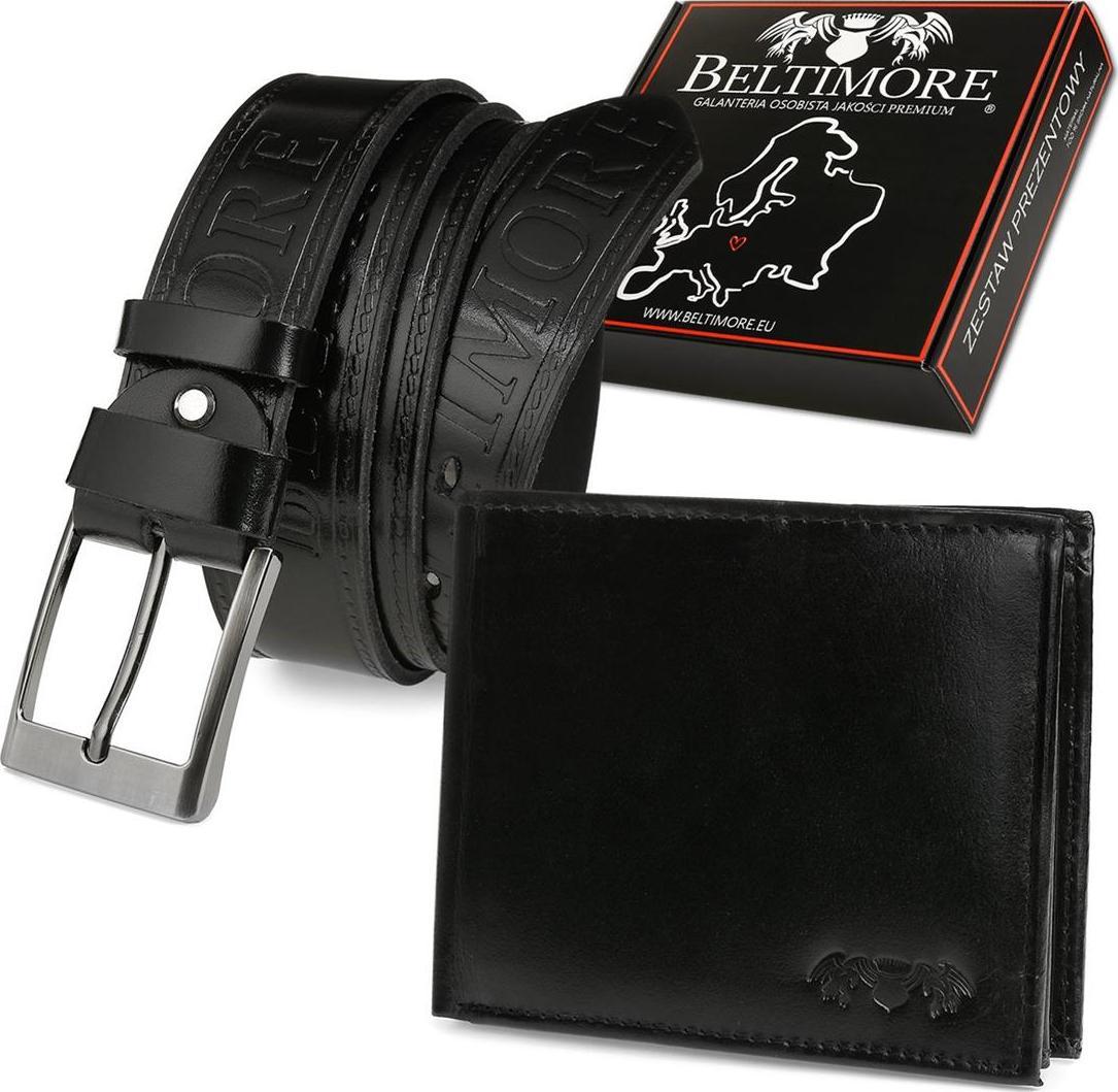 Beltimore Zestaw męski skórzany premium Beltimore portfel pasek U27 : Kolory - czarny, Rozmiar pasków - r.95-110 cm NoSize