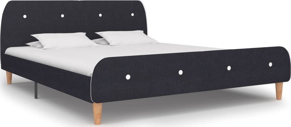 vidaXL Rama łóżka, ciemnoszara, tapicerowana tkaniną, 160 x 200 cm