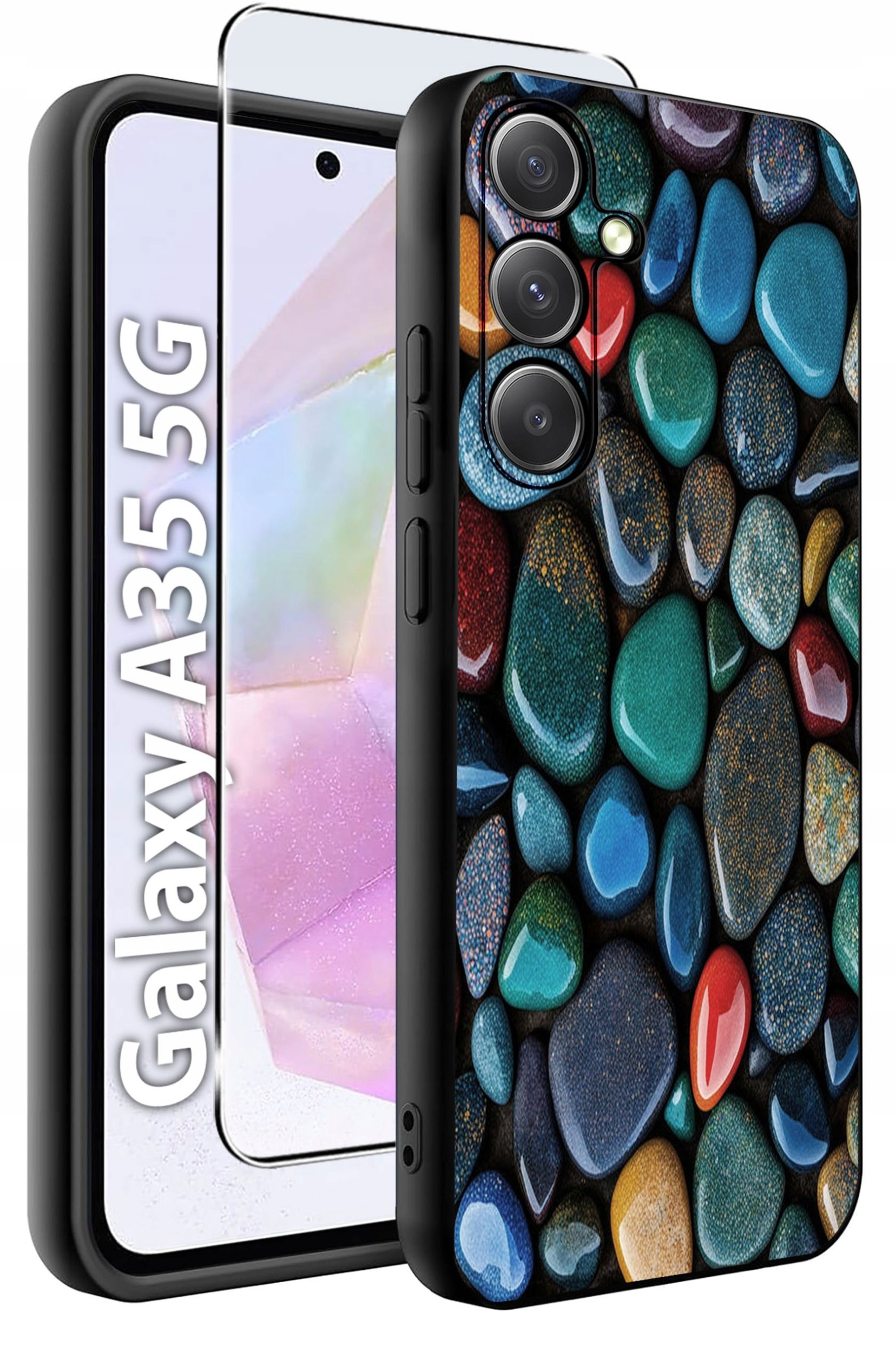 ETUI do Samsung A35 5G WZORY | SILIKONOWE MATT CASE + SZKŁO HARTOWANE 9H