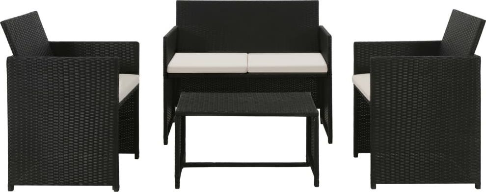 vidaXL 4-cz. zestaw wypoczynkowy do ogrodu, poduszki, rattan PE czarny