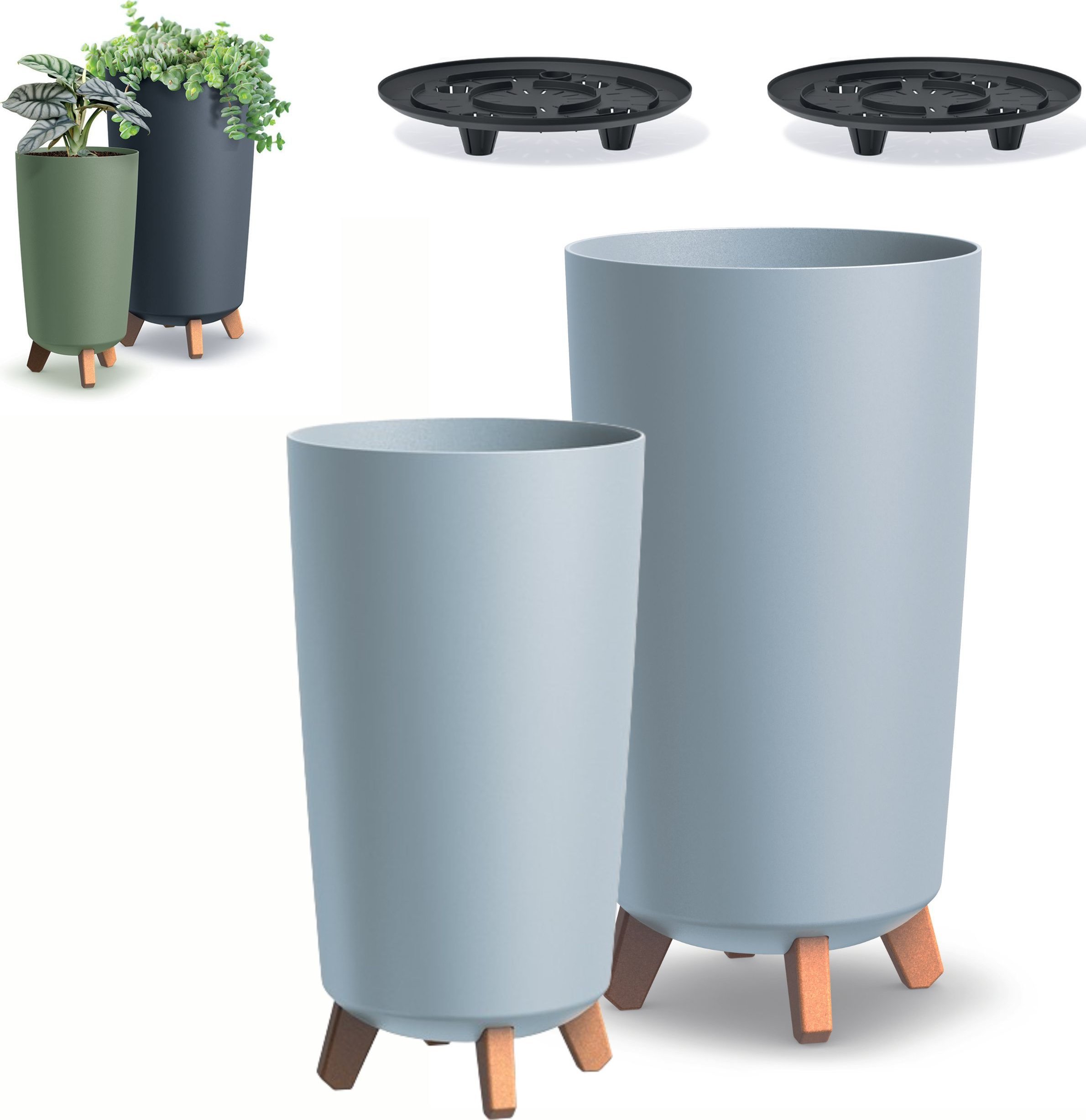 Prosperplast 2x Doniczka okrągła na nóżkach GRACIA DGTL200 + DGTL240