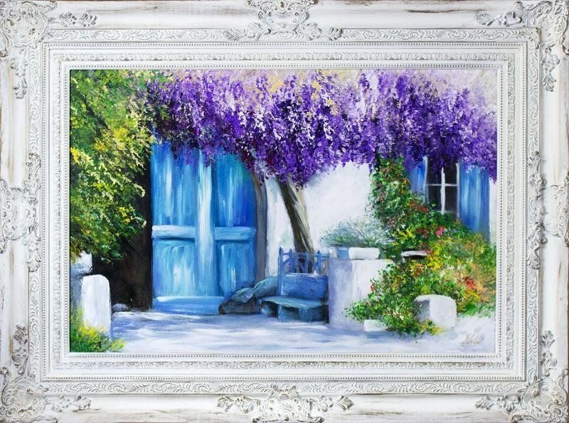 GO-BI Obraz "Pola lawendowe" ręcznie malowany 90x120cm