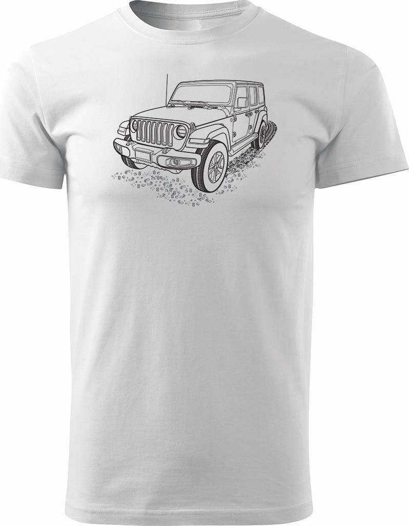Topslang Koszulka Jeep Wrangler Rubicon z samochodem Jeep Wrangler męska biały REGULAR r. L