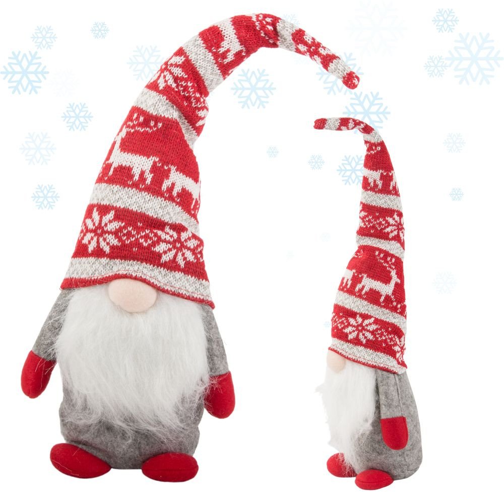 Skrzat krasnal świąteczny szary gnom z brodą pod choinkę 48cm miękki