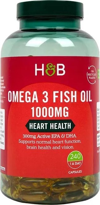 Holland & Barrett Holland & Barrett - Omega 3 Fish Oil, 1000mg, 240 kapsułek