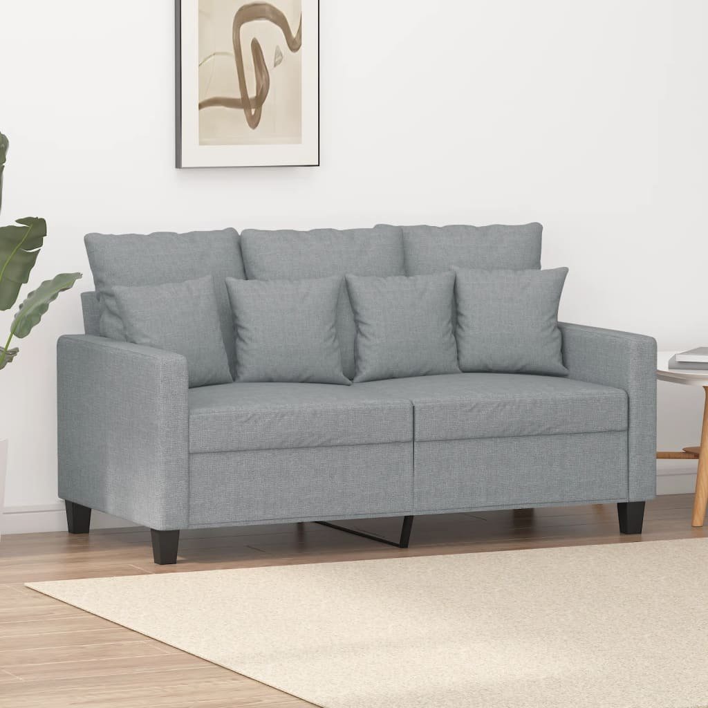 vidaXL Sofa 2-osobowa, jasnoszara, 120 cm, tapicerowana tkaniną