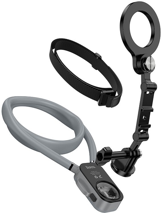 Uchwyt na telefon na szyję magnetyczny Hoco K31 szaro czarny