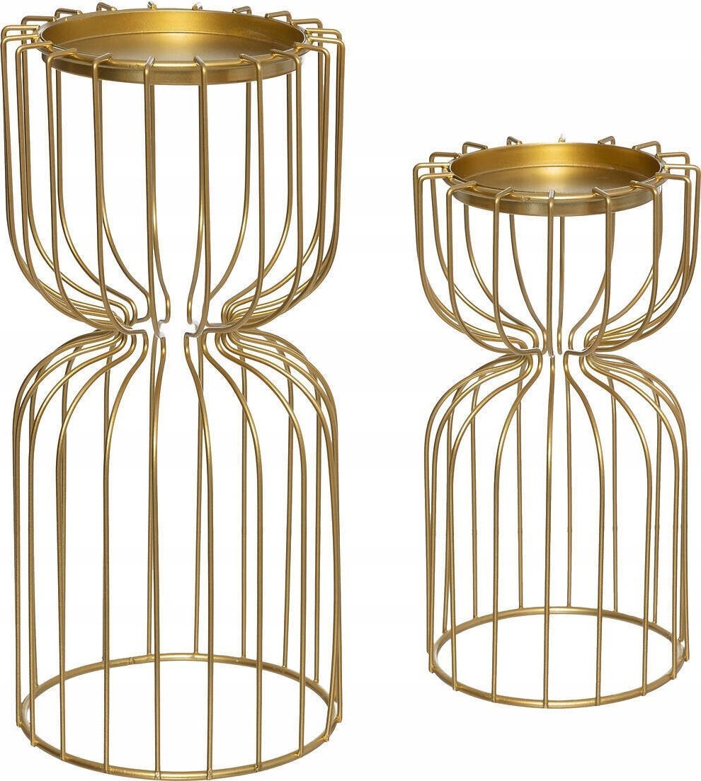 Atmosphera Zestaw metalowych świeczników na tealight, złote