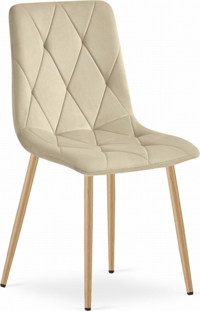 Leobert Krzesło LIBRA - jasny beż aksamit / nogi kolor drewna x 1