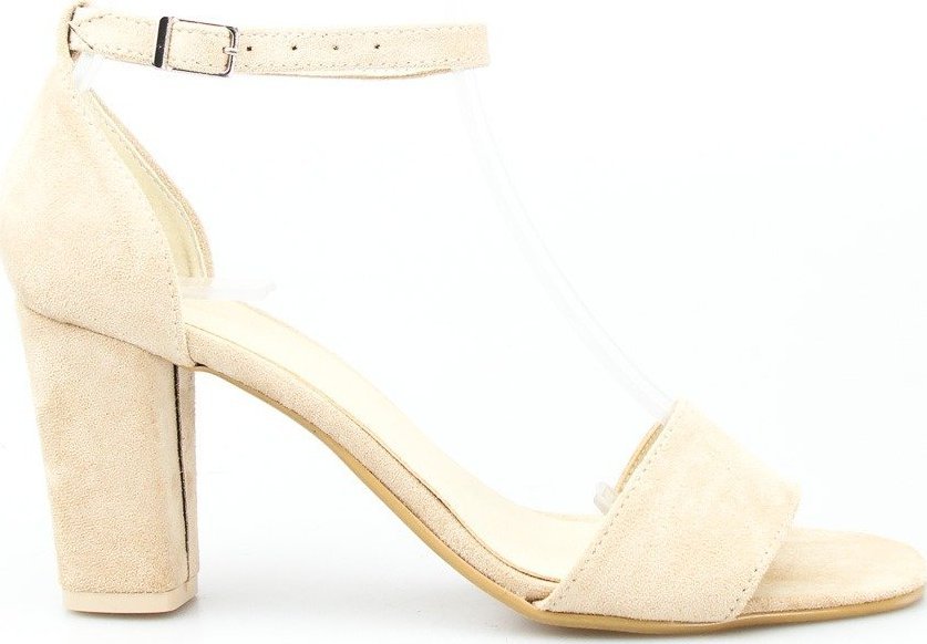 Optimo Sandały zamszowe na słupku beżowe Optimo-41