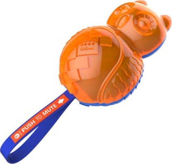 Zabawka dla psa GiGwi Owl Push to Mute - sowa niebiesko-pomarańczowa